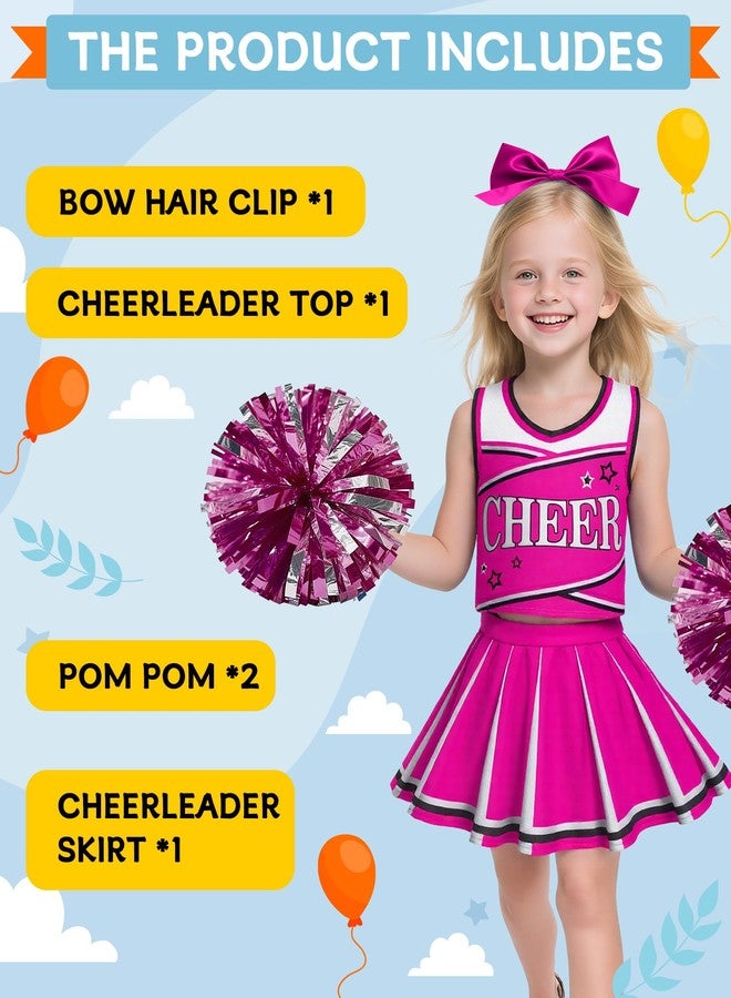JenPen Cheerleader Costume for Cute Cheerleading Outfit Cheer Uniform for Halloween Dress Up with Accessories(M(5-7year),Rose Red) - Image 3